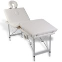 Składany stół do masażu z aluminiową ramą, 4 strefy, kremowo-biały