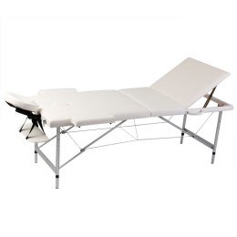 Kremowy składany stół do masażu 3 strefy z aluminiową ramą