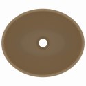 VidaXL Luksusowa, owalna umywalka, kremowa matowa, 40x33 cm, ceramika