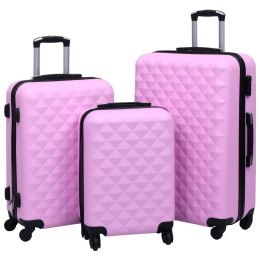 VidaXL Zestaw twardych walizek na kółkach, 3 szt., różowy, ABS