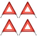 VidaXL Trójkąty ostrzegawcze, 4 szt., czerwone, 56,5x36,5x44,5 cm