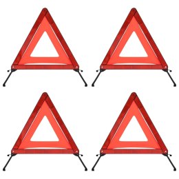 VidaXL Trójkąty ostrzegawcze, 4 szt., czerwone, 56,5x36,5x44,5 cm