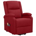 VidaXL Podnoszony fotel masujący, winna czerwień, tkanina