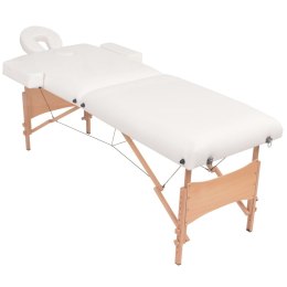 VidaXL Składany, 2-strefowy stół do masażu ze stołkiem, biały