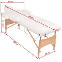 VidaXL Składany, 2-strefowy stół do masażu ze stołkiem, biały