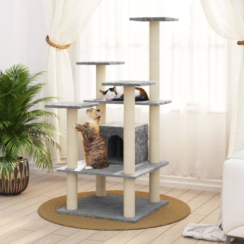 VidaXL Drapak dla kota ze słupkami sizalowymi, jasnoszary, 110 cm