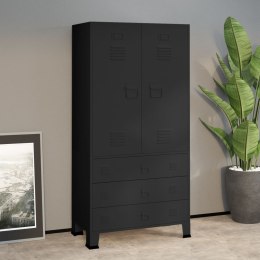 VidaXL Industrialna szafa, czarna, 90x50x180 cm, metalowa