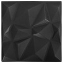VidaXL Panele ścienne 3D, 24 szt., 50x50 cm, diamentowa czerń, 6 m²