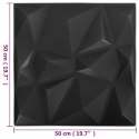 VidaXL Panele ścienne 3D, 24 szt., 50x50 cm, diamentowa czerń, 6 m²