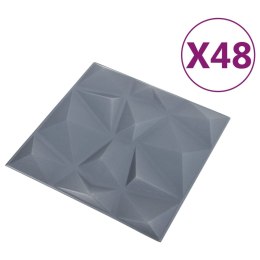 VidaXL Panele ścienne 3D, 48 szt., 50x50 cm, diamentowa szarość, 12 m²