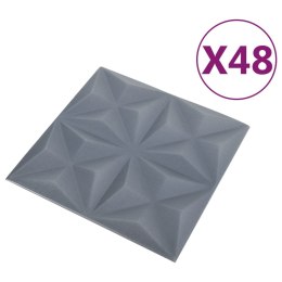VidaXL Panele ścienne 3D, 48 szt., 50x50 cm, szary origami, 12 m²