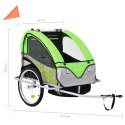 VidaXL Rowerowa przyczepka dla dzieci/wózek 2-w-1, zielono-szara