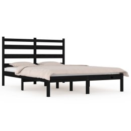 VidaXL Rama łóżka, czarna, lite drewno sosnowe, 140x200 cm