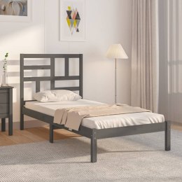 VidaXL Rama łóżka, szara, lite drewno, 90x200 cm