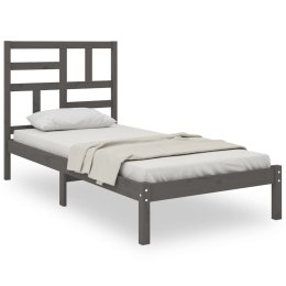 VidaXL Rama łóżka, szara, lite drewno, 90x200 cm