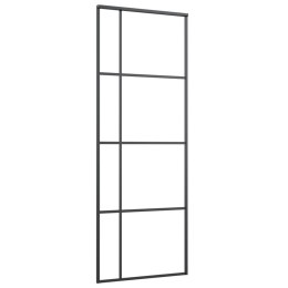VidaXL Drzwi przesuwne, matowe szkło ESG, aluminium, 76x205 cm, czarne