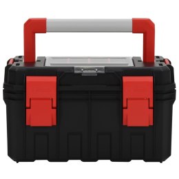 VidaXL Skrzynka na narzędzia, czarno-czerwona, 45x28x26,5 cm