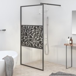 VidaXL Ścianka prysznicowa, 115x195cm, szkło ESG, wzór kamieni, czarny