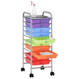 VidaXL Wózek z 10 szufladami, kolorowy, plastikowy
