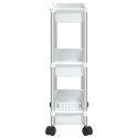 VidaXL Wózek do przechowywania z 3 półkami, srebrno-biały, aluminiowy