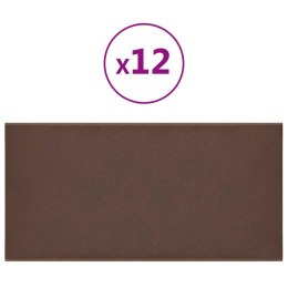 VidaXL Panele ścienne, 12 szt., brązowe, 30x15 cm, sztuczna skóra