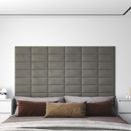 VidaXL Panele ścienne, 12 szt., jasnoszare, 30x15 cm, aksamit, 0,54 m²
