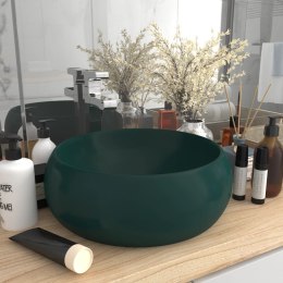 VidaXL Luksusowa, okrągła umywalka, matowa zieleń, 40x15 cm, ceramika