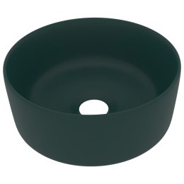 VidaXL Luksusowa, okrągła umywalka, matowa ciemna zieleń, 40x15 cm