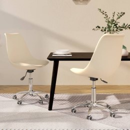 VidaXL Obrotowe krzesła stołowe, 2 szt., kremowe, obite tkaniną