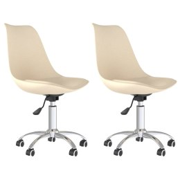 VidaXL Obrotowe krzesła stołowe, 2 szt., kremowe, obite tkaniną
