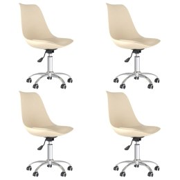VidaXL Obrotowe krzesła stołowe, 4 szt., kremowe, obite tkaniną