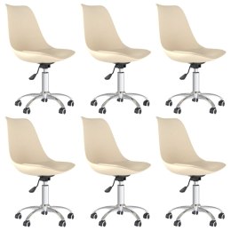 VidaXL Obrotowe krzesła stołowe, 6 szt., kremowe, obite tkaniną