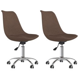 VidaXL Obrotowe krzesła stołowe, 2 szt., brązowe, obite tkaniną
