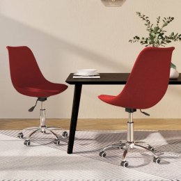 VidaXL Obrotowe krzesła stołowe, 2 szt., winna czerwień, obite tkaniną