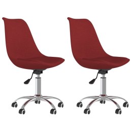 VidaXL Obrotowe krzesła stołowe, 2 szt., winna czerwień, obite tkaniną