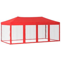 VidaXL Składany namiot imprezowy ze ściankami, czerwony, 3x6 m