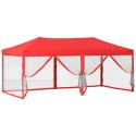 VidaXL Składany namiot imprezowy ze ściankami, czerwony, 3x6 m