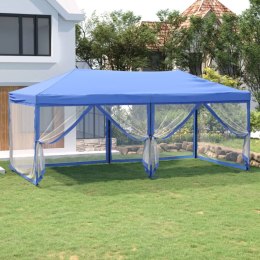 VidaXL Składany namiot imprezowy ze ściankami, niebieski, 3x6 m