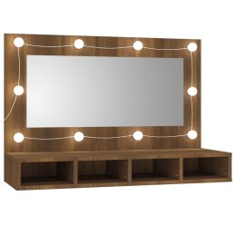 VidaXL Szafka z lustrem i LED, brązowy dąb, 90x31,5x62 cm