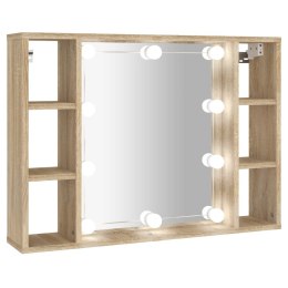VidaXL Szafka z lustrem i oświetleniem LED, dąb sonoma, 76x15x55 cm