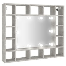 VidaXL Szafka z lustrem i oświetleniem LED, szary beton, 91x15x76,5 cm