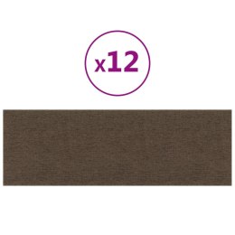 VidaXL Panele ścienne, 12 szt., brązowe, 90x30 cm, tkanina, 3,24 m²