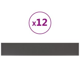 VidaXL Panele ścienne, 12 szt., szare, 90x15 cm, sztuczna skóra