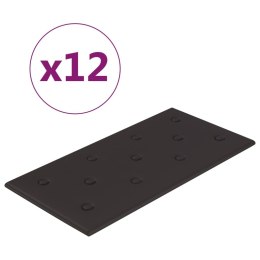 VidaXL Panele ścienne, 12 szt., czarne, 60x30 cm, sztuczna skóra