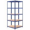 VidaXL Regał narożny z 5 półkami, niebieski, materiał drewnopochodny