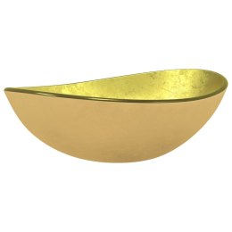 VidaXL Umywalka ze szkła hartowanego, 54,5x35x15,5 cm, złota