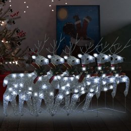VidaXL Świąteczne renifery, 6 szt., 120 srebrnych LED