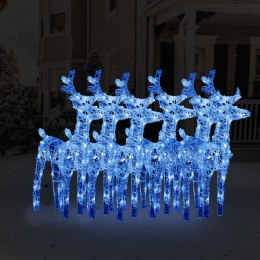 VidaXL Świąteczne renifery, 6 szt., 240 niebieskich LED, akryl