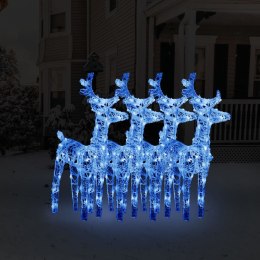 VidaXL Świąteczne renifery, 4 szt., 160 niebieskich LED, akryl