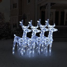 VidaXL Świąteczne renifery, 4 szt., 160 zimnych białych LED, akryl